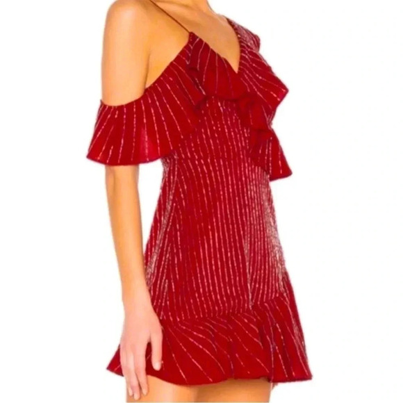 Revolve Lovers + Friends Jenny red beaded ruffle mini dress - Picture 2 of 8